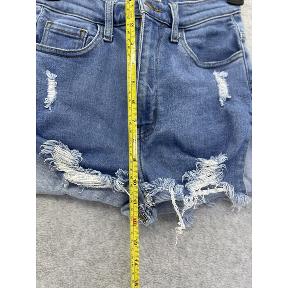 Vibrant Denim Shortie Shorts Hot Pants Medium Wash Medium Cutoff High Open side - Picture 6 of 9